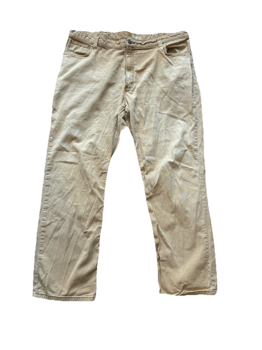 Carhartt Mens 42x32 Relaxed Fit Canvas Utility Workwear Pants Tan denim
